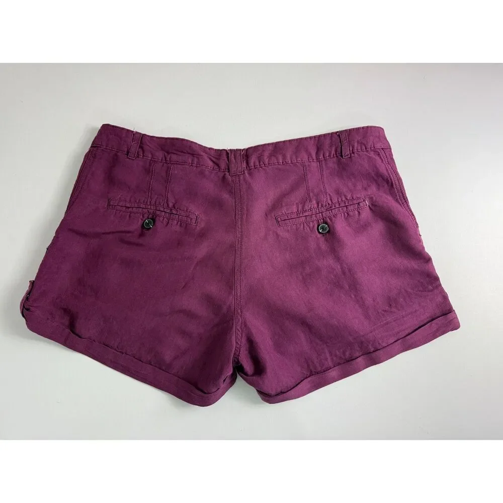 H&M Women's Purple Linen Blend Shorts Size 14